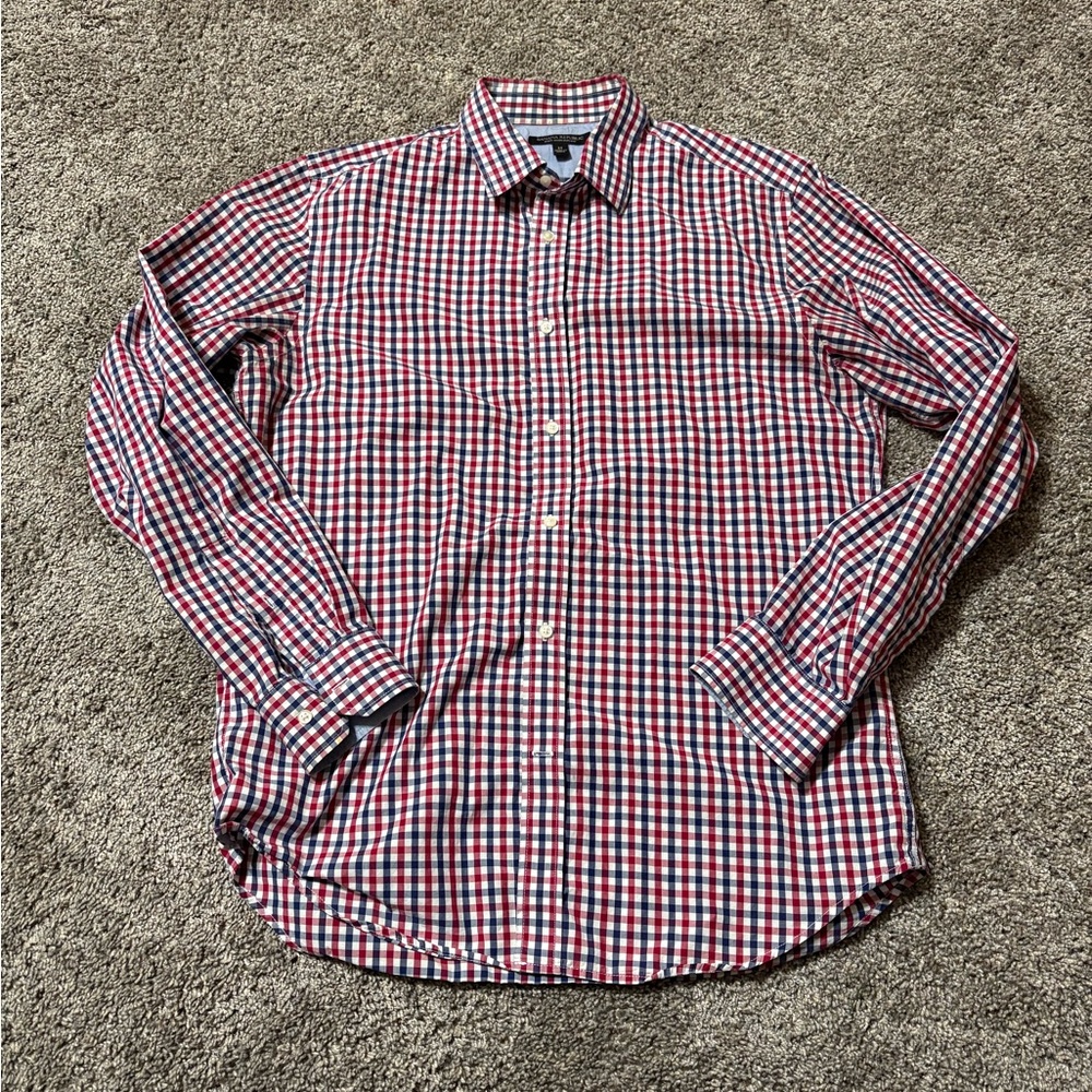 Banana Republic Button down shirt men’s Medium slim fit red white blue‎ plaid